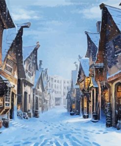 Snowy Diagon Alley paint by numbers