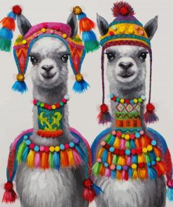 Stylish Llamas Animals paint by numbers