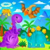 Three Cartoon Dinosaurs paint by numbers