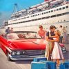 Vintage Travel Couple Poster paint by numbers