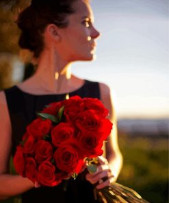 Woman With Red Flowers paint by numbers