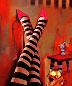 Woman With Red Shoes Art paint by numbers