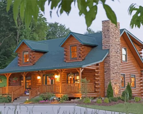 Aesthetic Log Home Paint by numbers