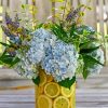 Aesthetic Blue Flowers Vase With Lemons paint by numbers