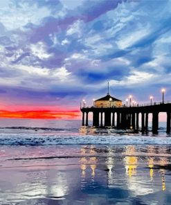 beautiful sunset in manhattan beach paint by number