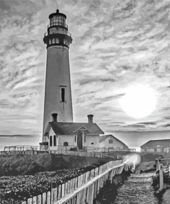 Black And White Lighthouse Paint by numbers