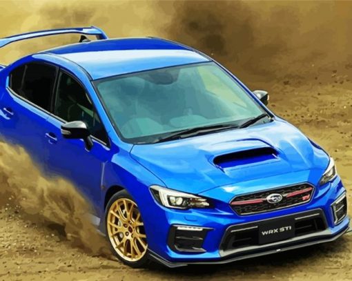 Drifting Blue Subaru Car paint by numbers