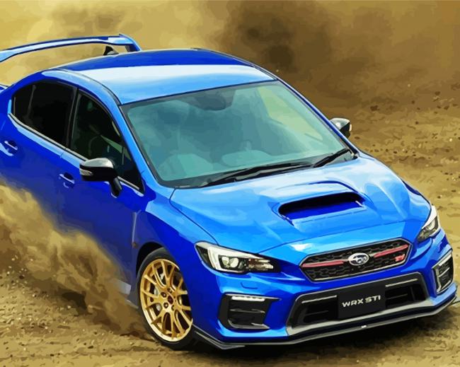 Drifting Blue Subaru Car paint by numbers