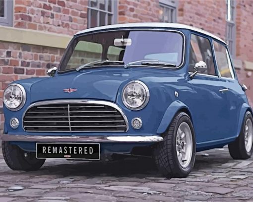 Blue Classic Mini Car paint by numbers