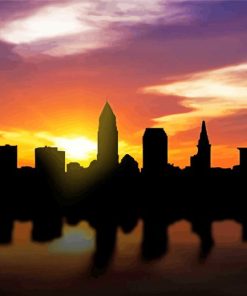 Cleveland Silhouettes At Sunset paint by numbers