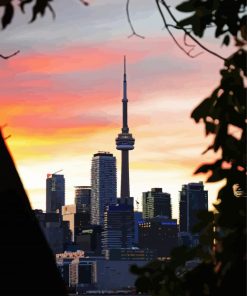 Cn Tower At Sunset paint by numbers