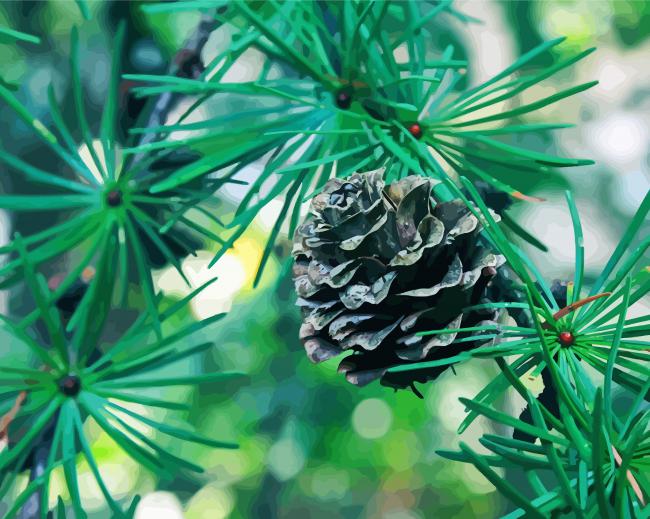 Aesthetic Green Pine Tree paint by numbers