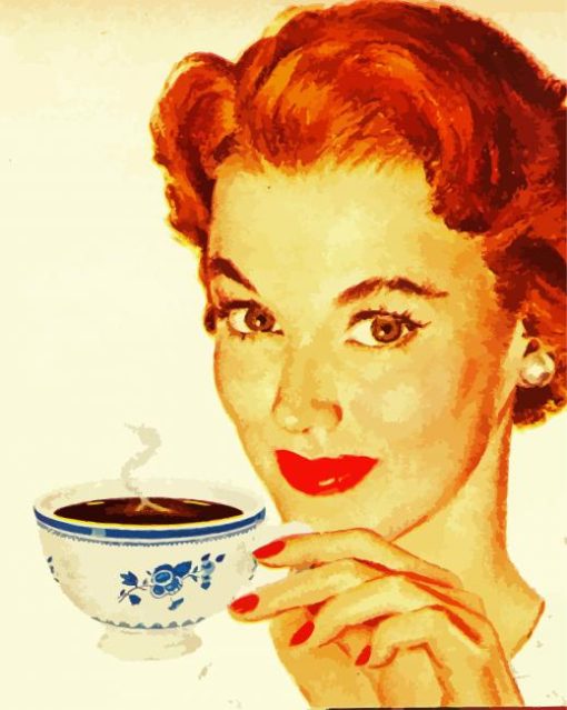 Retro Woman Drinking Coffee paint by numbers