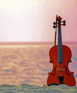 Aesthetic Brown Violin In Beach paint by numbers