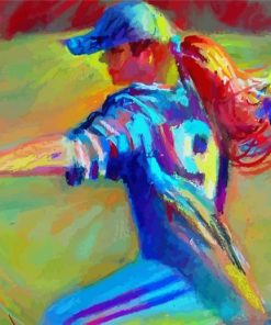 Girl Softball Illustration paint by numbers