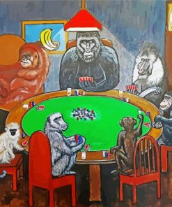 Monkey poker players paint by number