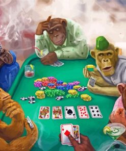 Monkeys playing poker paint by numbers