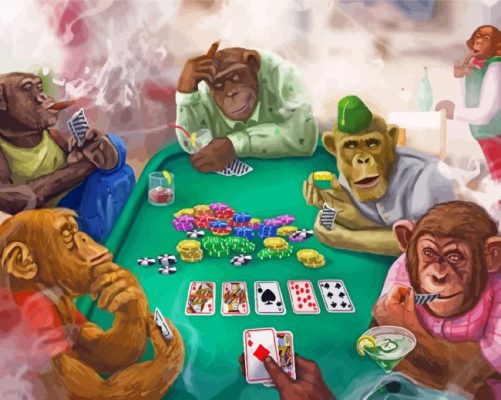 Monkeys playing poker paint by numbers