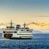 Seattle Ferry Heading To The Mountains Paint by numbers