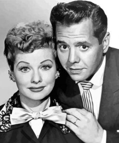 black and white Lucy and desi paint by number