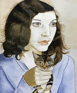 girl with a kitten by Lucian Freud paint by numbers