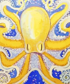Golden Octopus In Blue paint by numbers