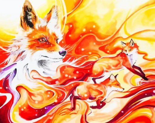 Abstract Orange Fox paint by numbers