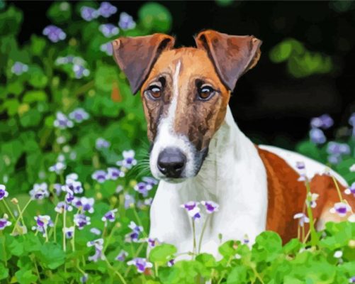 Smooth Fox Terrier With Flowers paint by numbers