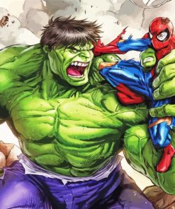 Spiderman And Hulk Illustration paint by numbers