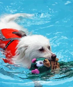 White Dog In Water paint by numbers