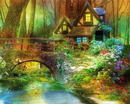 Mystical Forest And House paint by numbers