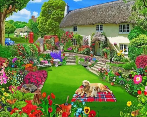 Aesthetic Cottage Garden paint by numbers