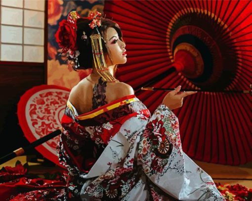 Gorgeous Japanese Woman paint by numbers