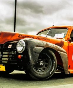 Orange Vintage Race Car paint by numbers