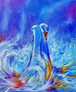 Abstract Romantic Swan piant by numbers