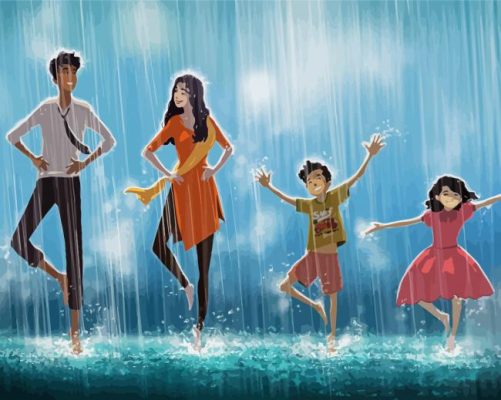 Dancing In The Rain Family paint by numbers