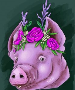 Floral Pig Head paint by numbers