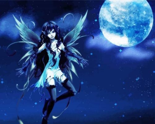 Gothic Fairy And Moon paint by numbers