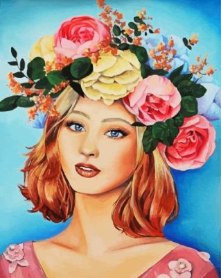 Lady With Flower Crown paint by numbers