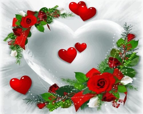 love and hearts illustration paint by numbers