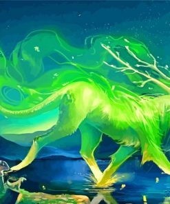 Mythical Green Creature paint by numbers