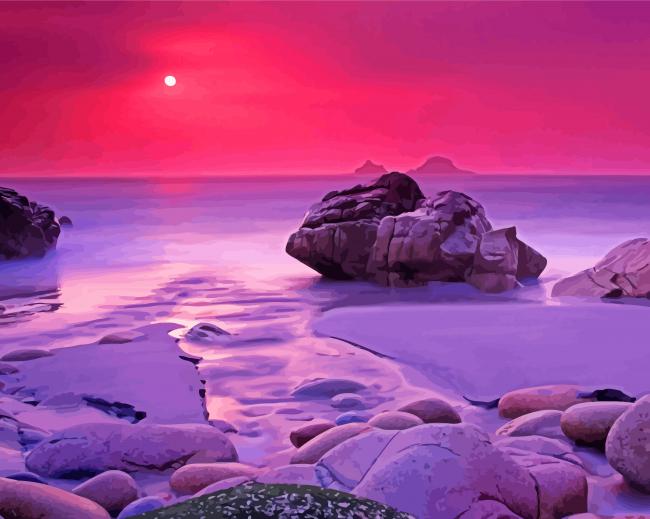 Pink Scenery paint by numbers
