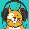 Cat Wearing Headphones Illustration paint by numbers