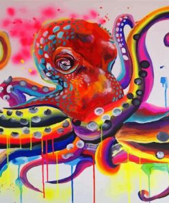 Colorful Red Octopus paint by numbers