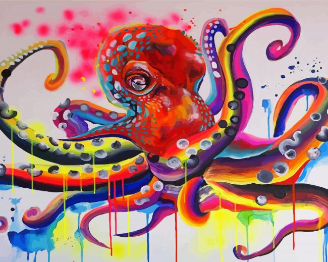 Colorful Red Octopus paint by numbers