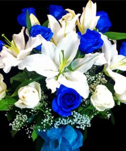 White And Blue Flowers paint by numbers