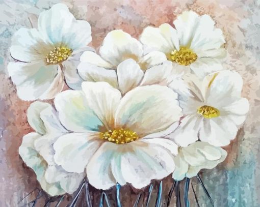 White Abstarct Flowers paint by numbers