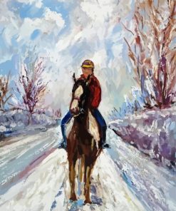 Riding Horse In Snow paint by numbers