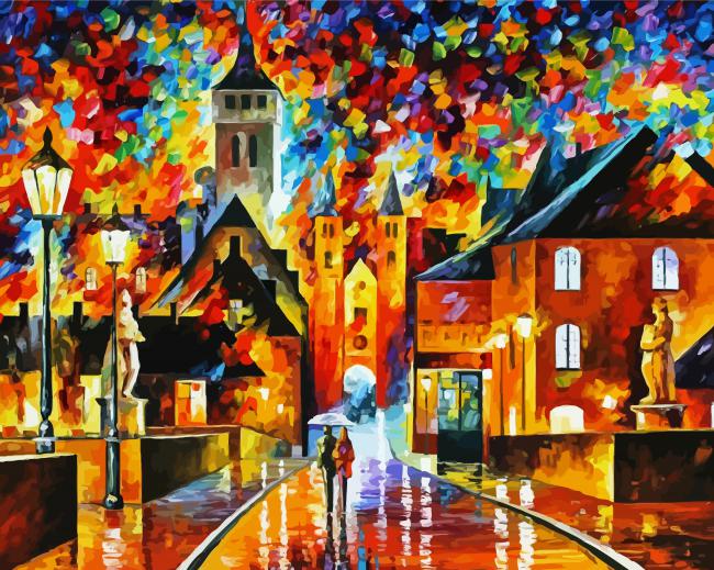 Abstract Christmas City paint by numbers