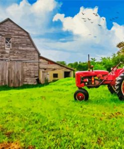 Old Tractor And Barn paint by numbers